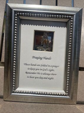 Praying Hands Crystal Gold Leaf Framed Faith Keepsake Silver Wooden Frame